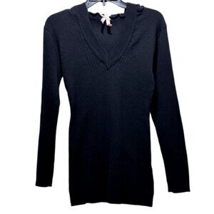 Women Black Hooded Sweater Size M